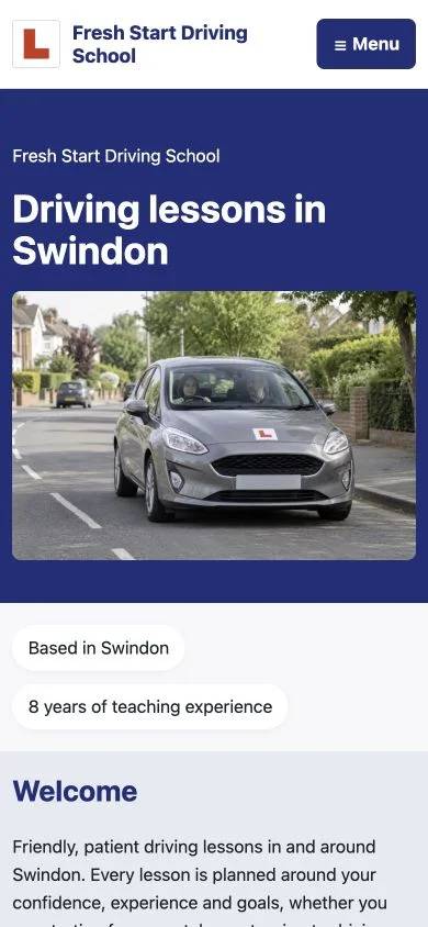 Actual phone screenshot of the same demonstration website.