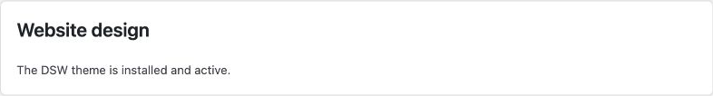 DSW confirmation: The DSW theme is installed and active